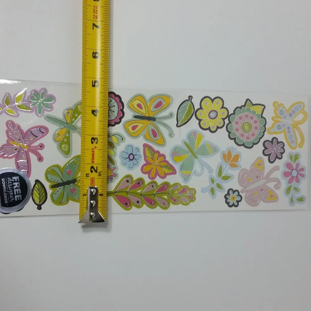 2 Spring Flowers & Butterfly Stickers Scrapbook